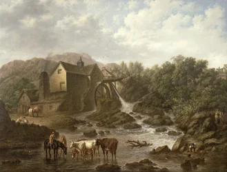 Flodscene med overskudsmølle, 1833